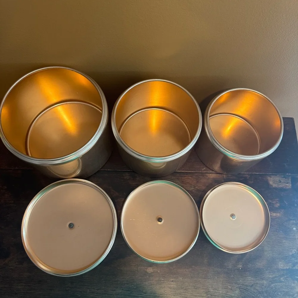 Vintage Mirro Pink Aluminum Canister Set 3‎ Piece Kitchen Storage Containers USA